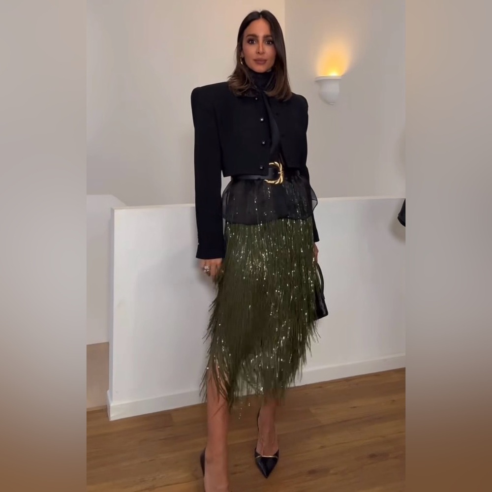 Zara LIMITED EDITION FRINGED SEQUIN ZW COLLECTION SKIRT - Picture 2 of 14